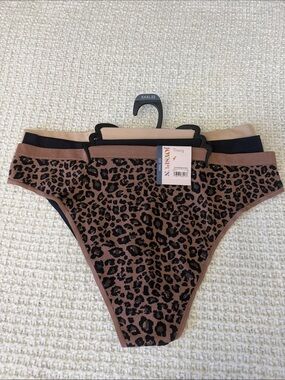 3 Pack Seamless Thong - Brown/Leopard/Black/Nude